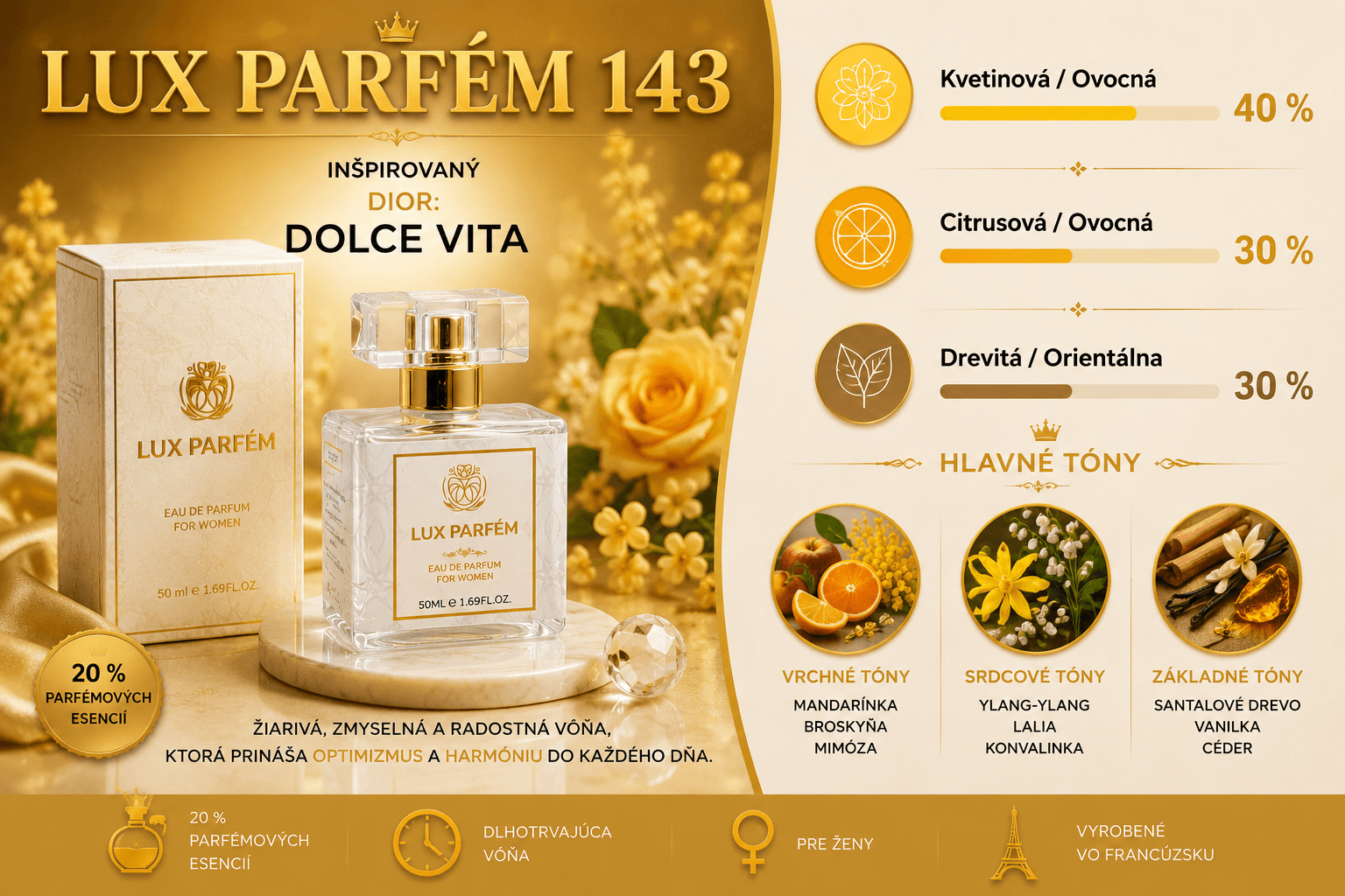 Lux Parfém 143 – Inšpirovaný Dior: Dolce Vita
